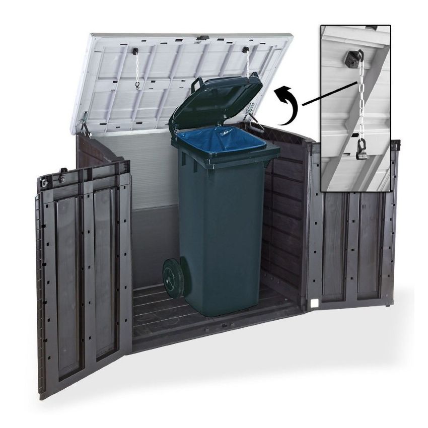 Coffre de Jardin en Résine 1200L NOIR Noir/Gris