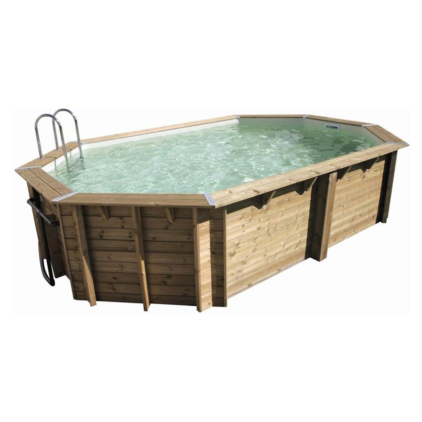 Piscine bois Allongée UBBINK PREMIUM 610x400x130cm Liner Relief 3D