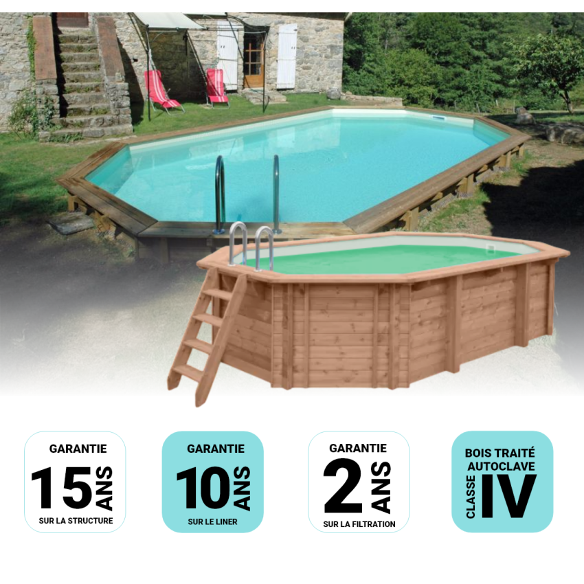 Piscine bois UBBINK SASHA 490x355x130cm Liner Sable 