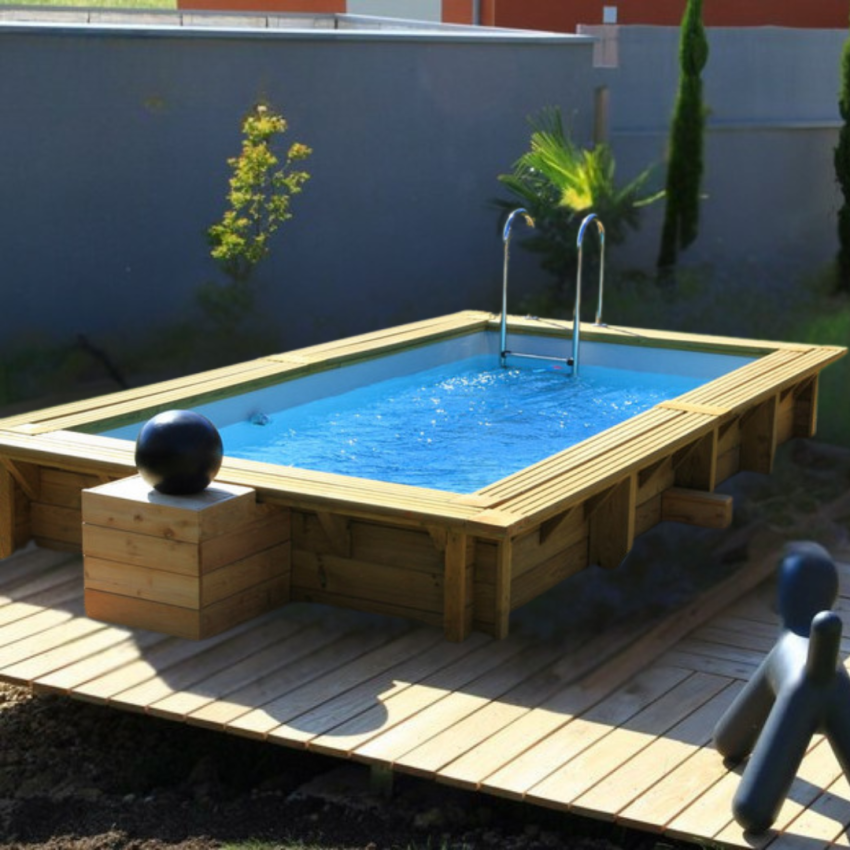 Piscine bois Rectangulaire UBBINK AZURA 350x200x71cm Liner Bleu