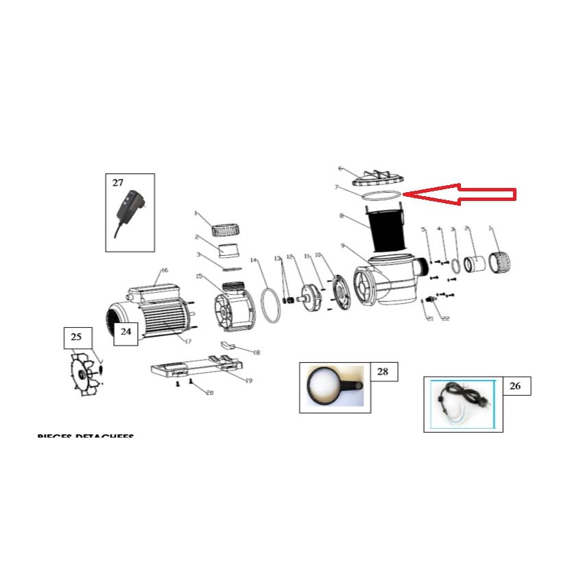 Joint de couvercle pré-filtre pour Pompes Poolmax 