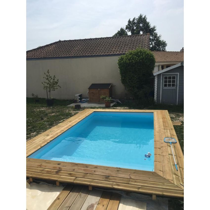 Piscine Bois Luxe Rectangulaire avec Escalier 420x320x145cm