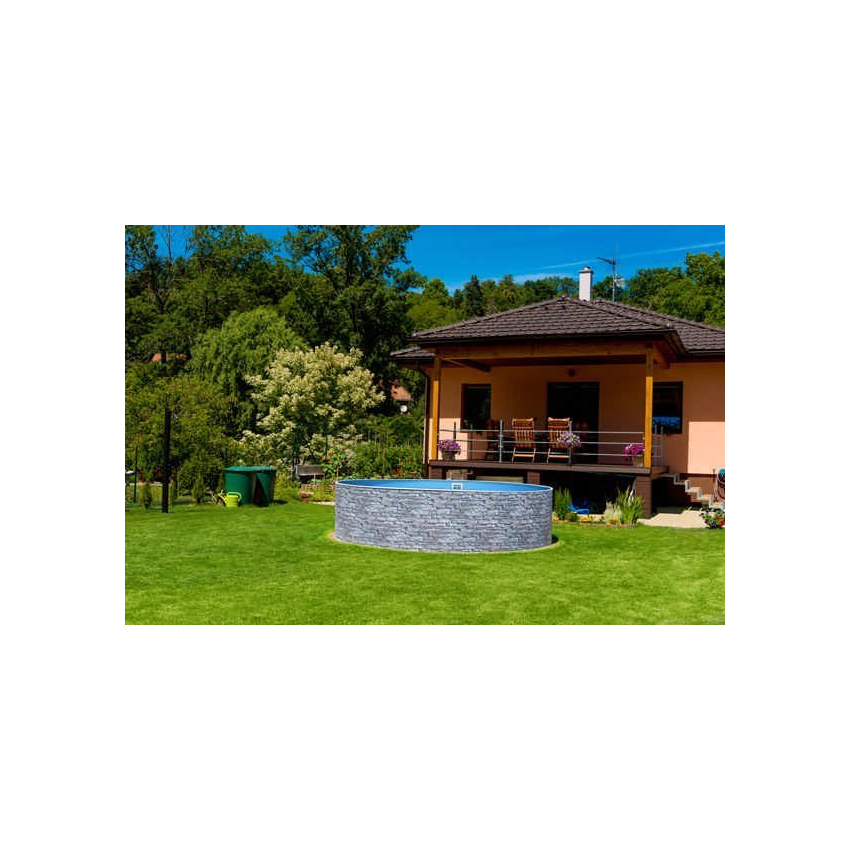 Piscine Acier Ronde Azuro aspect Pierre 550x370x120cm