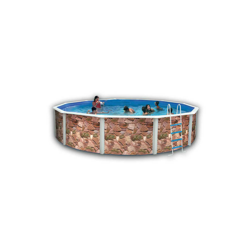 Piscine Ronde ROCALLA Acier Décoration Pierre 350 x 120 cm