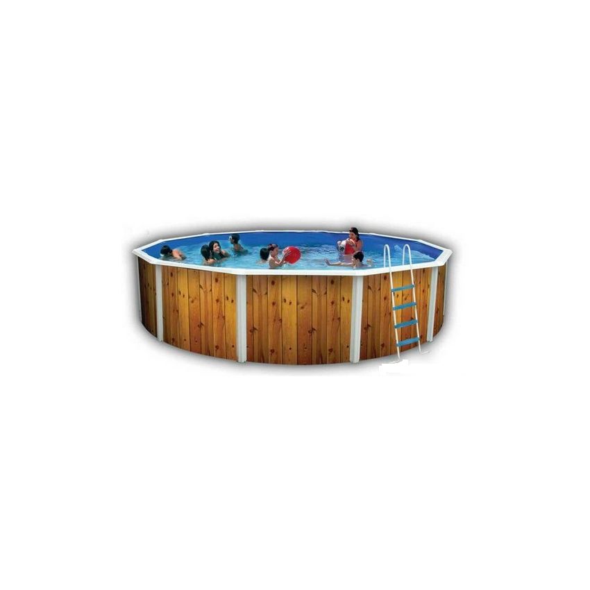 Piscine Ronde VETA Acier Décoration Bois 350 x 120 cm