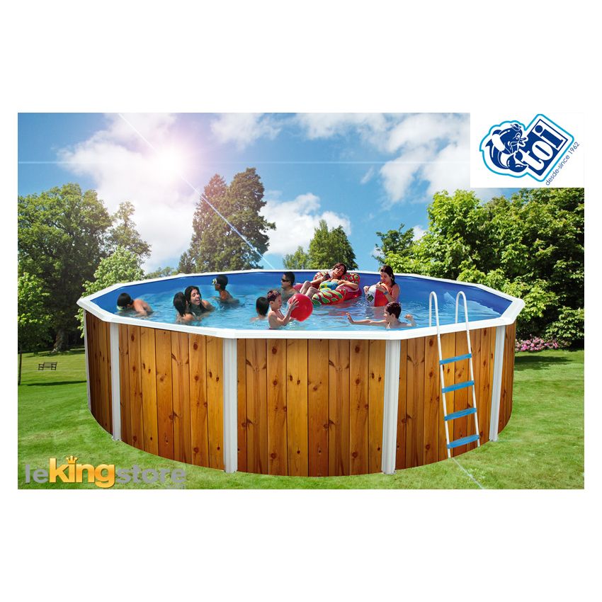 Piscine Ronde VETA Acier Décoration Bois 550 x 120 cm