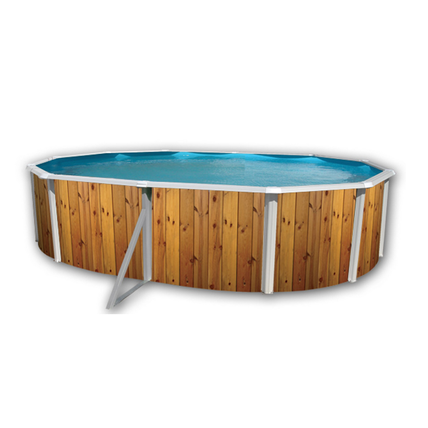 Piscine Allongée VETA Acier Décoration Bois 550 x 366 x 120 cm 