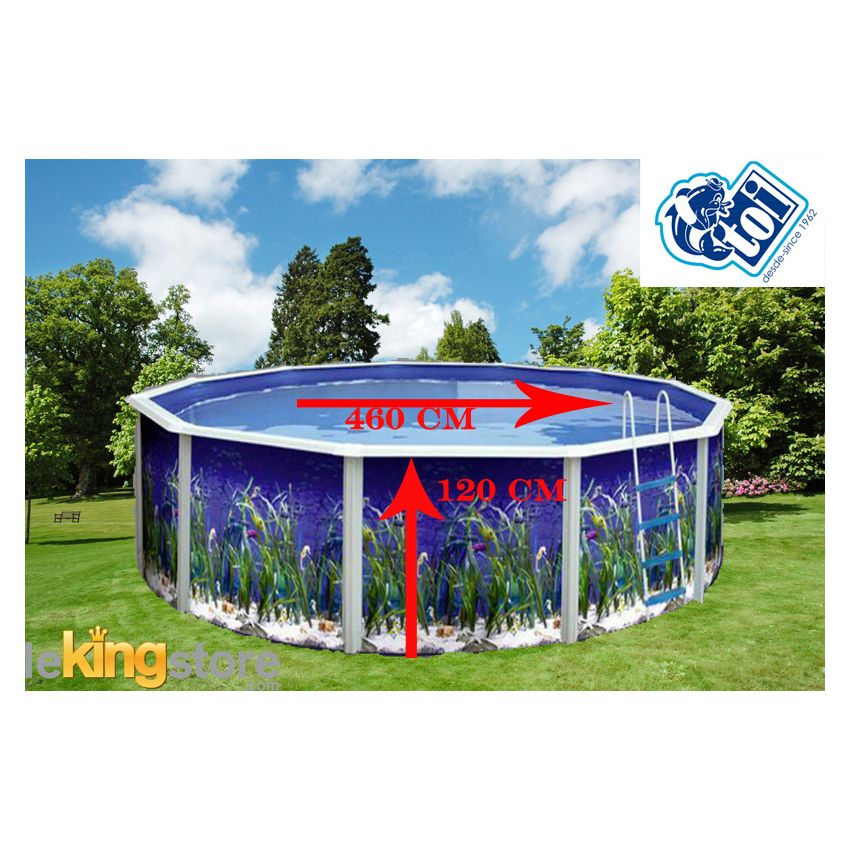 Piscine Ronde OCEANO Acier Décoration Aquatique 460 x 120 cm