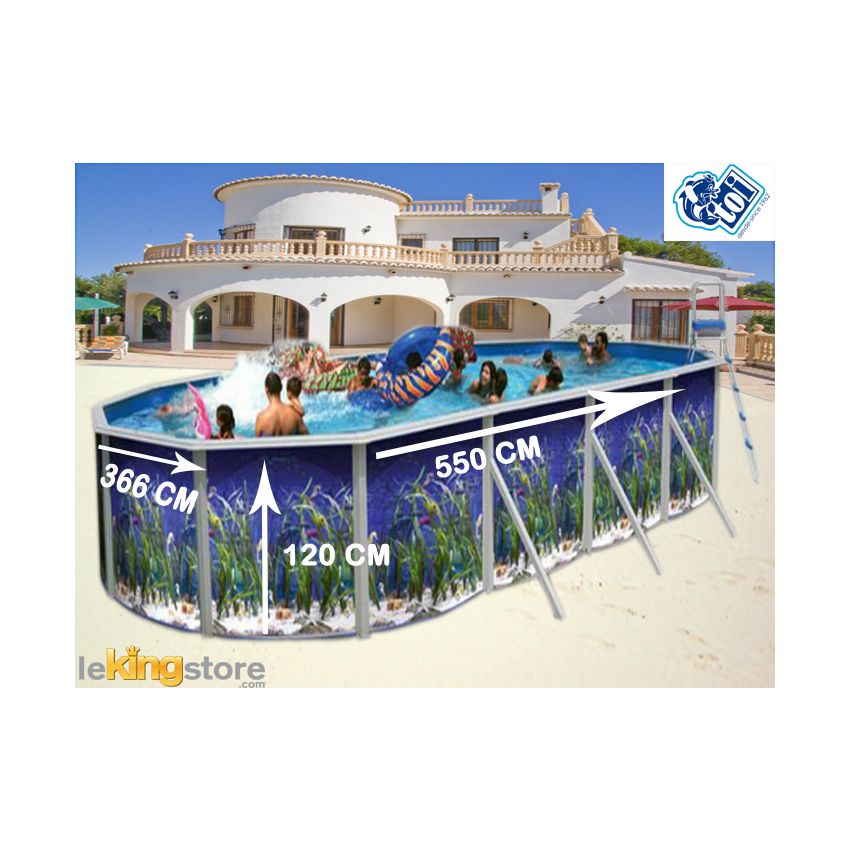 Piscine Allongée OCEANO Acier Décoration Aquatique 550 x 366 x 120 cm 