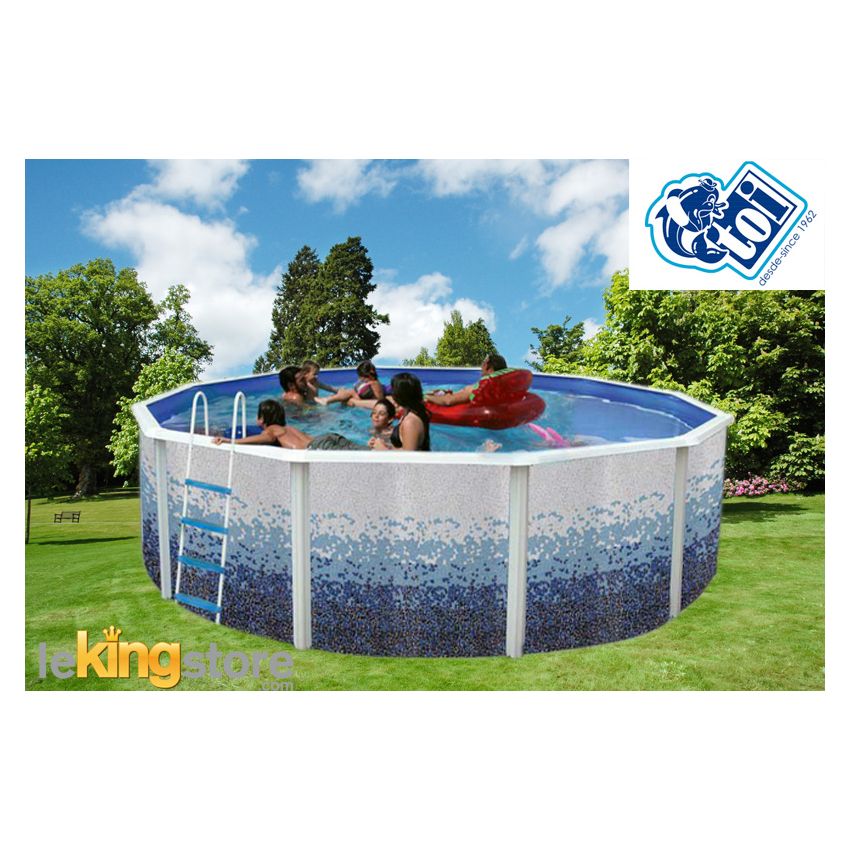 Piscine Ronde TRENCADIS Acier Décoration Mosaïque 550 x 120 cm