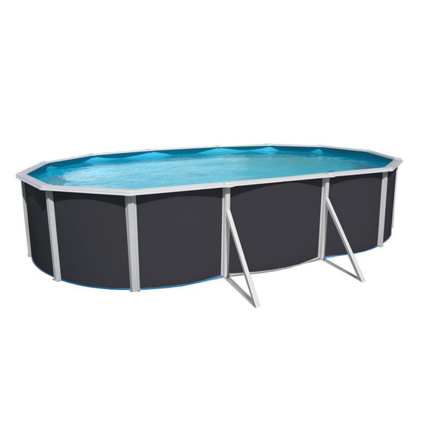 Piscine acier allongée PRESTIGIO ANTHRACITE 640 x 366 x 120 cm