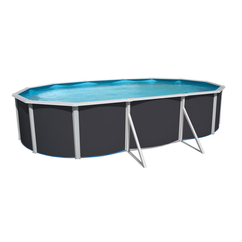 Piscine acier allongée MALLORCA ANTHRACITE 640 x 366 x 120 cm