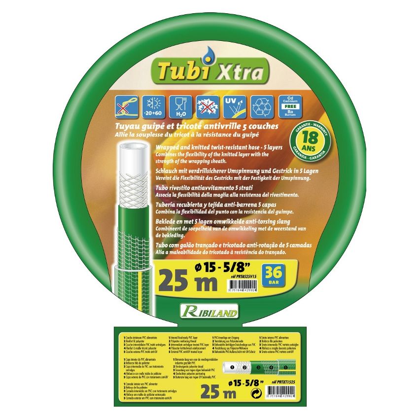 Tuyau Tricoté Guipé Antivrille 6 couches 50m D.15mm 