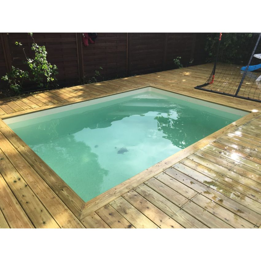 Piscine Bois Luxe Rectangulaire avec Escalier d'Angle 420x320x145cm