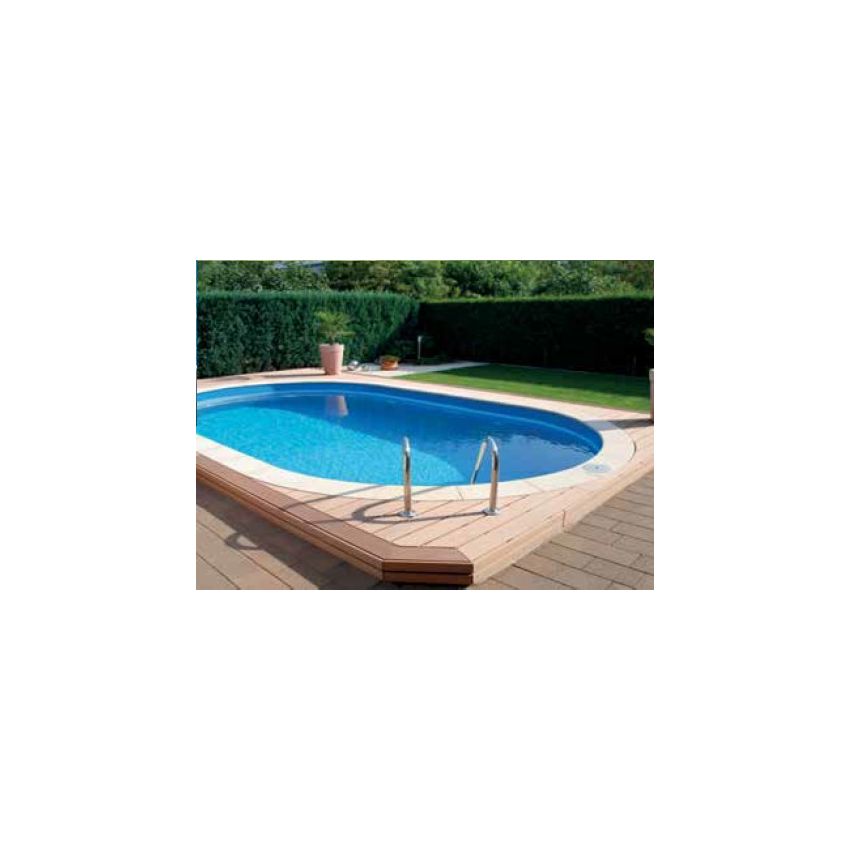 Piscine LUDY L.5.25 x l.3.20 x H.1.50 Enterrée Acier Allongée 
