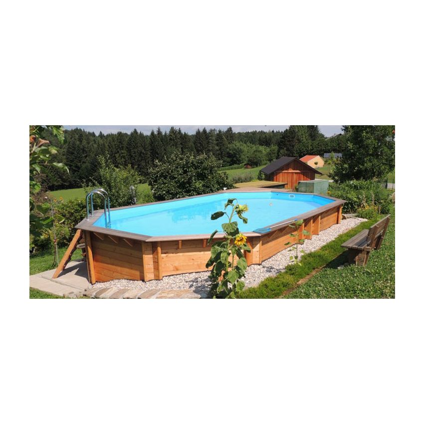 Piscine bois Allongée UBBINK AQUABELLE 750x400x130cm Liner Sable