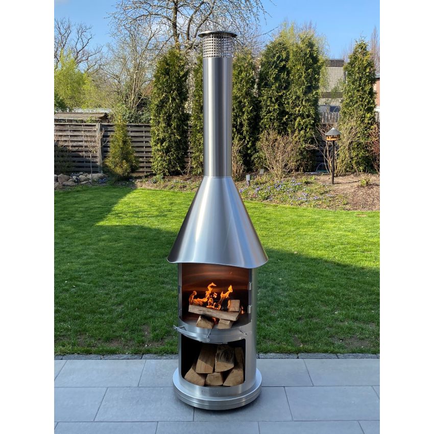 Barbecue / Cheminée AUCKLAND en acier inoxydable Inox Brossé