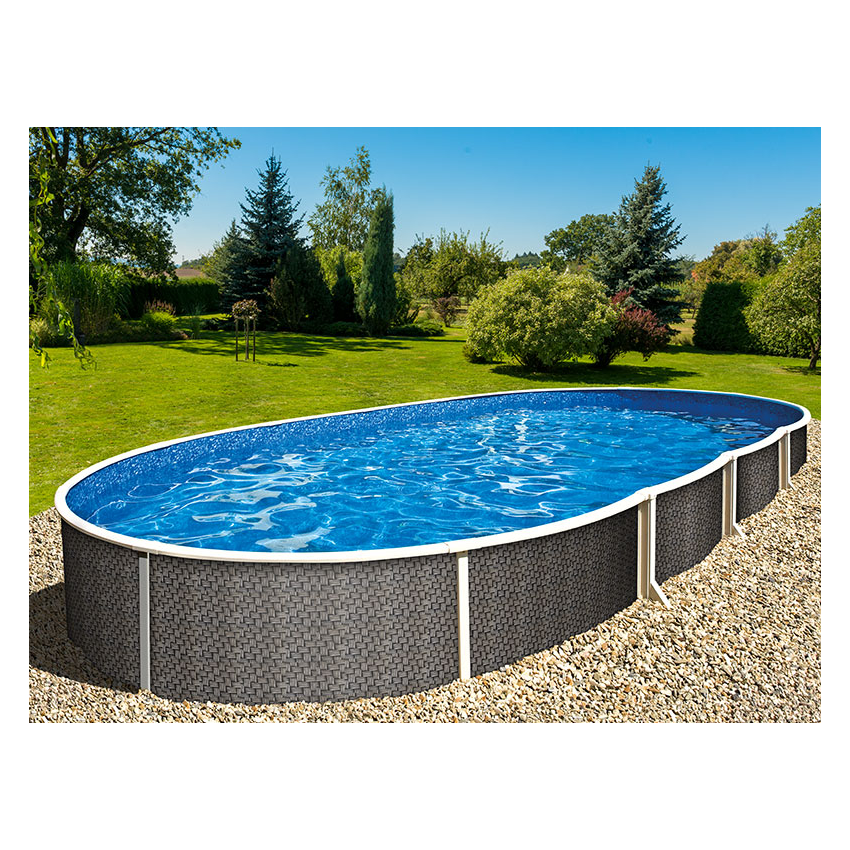Piscine Acier Ovale Azuro aspect Osier ⌀550x370x120cm 
