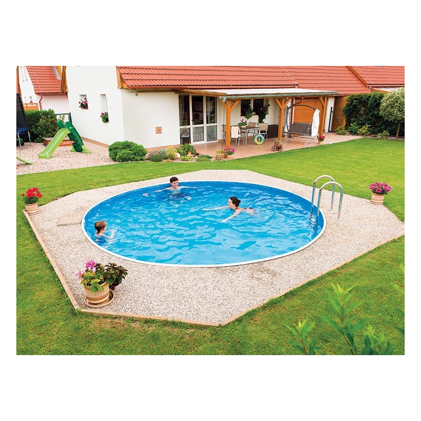 Piscine Acier Azuro ⌀500x120cm Gris/Blanc