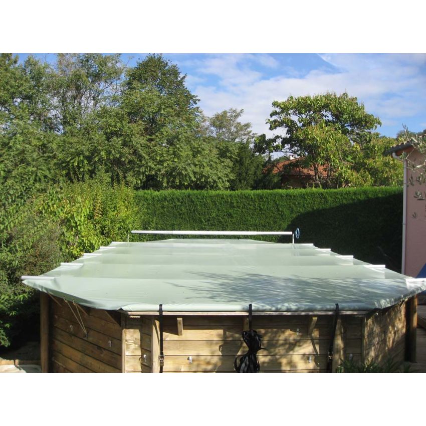 Bâche à barres pour piscine octogonale allongée 415x265cm