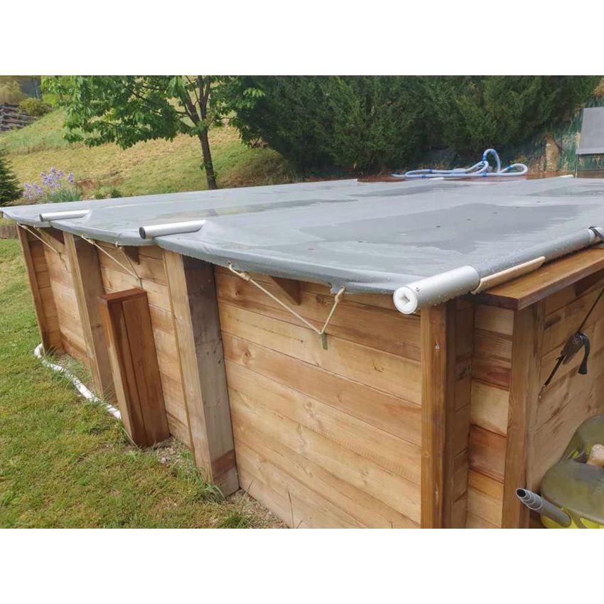 Bâche à barres pour piscine Hors sol octogonale allongée 800x457 cm