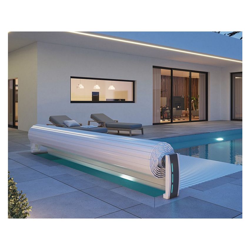 Volet roulant Hors sol électrique BALI pour piscine ronde hexagonale ⌀395 cm