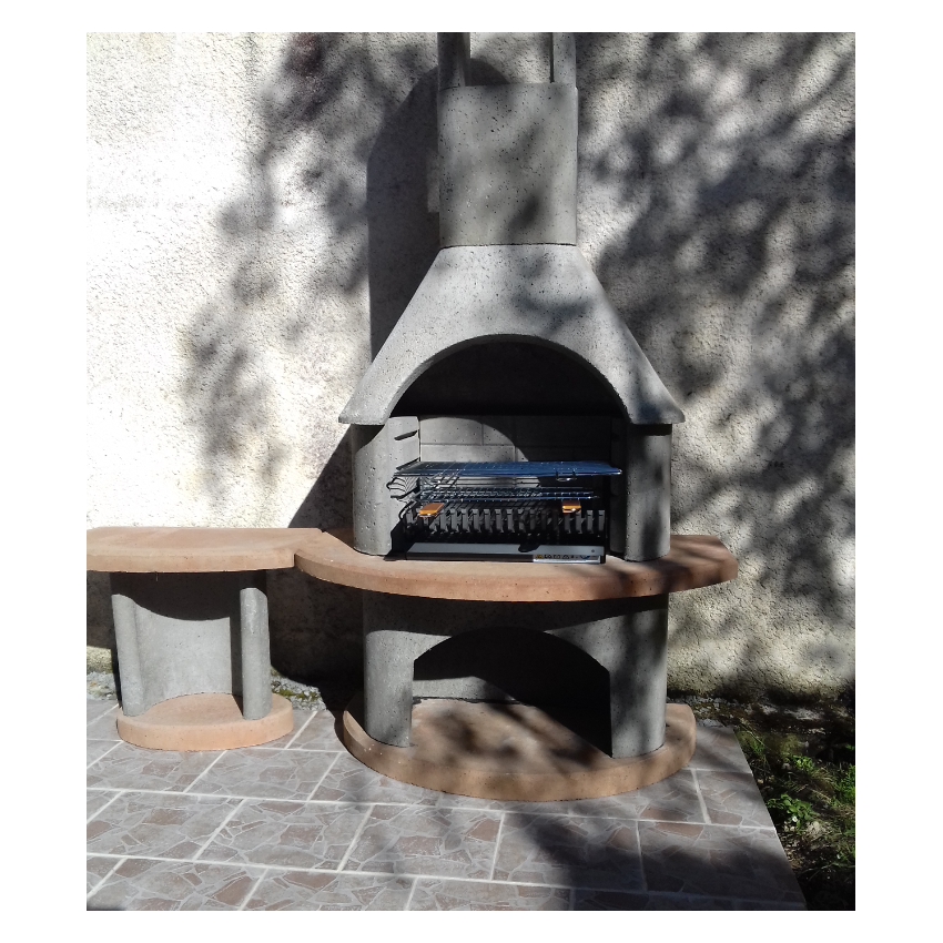Barbecue Béton CARMEN avec Table de Travail 180x65x203cm