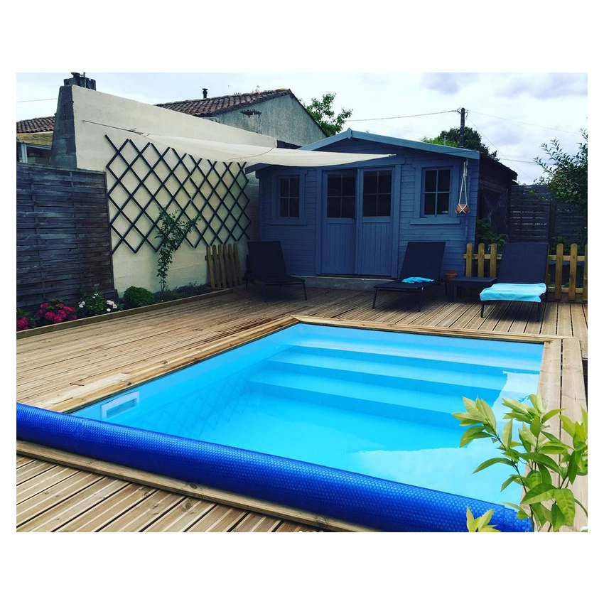 Piscine Bois Capri Carrée avec Escalier 420x420x145cm