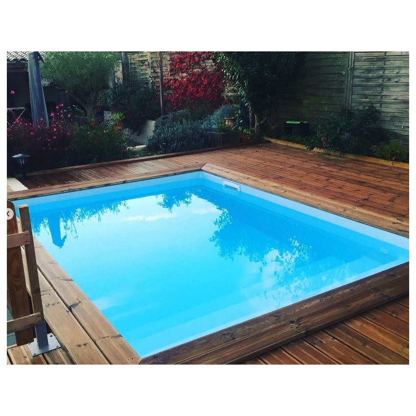 Piscine Bois Capri Carrée avec Escalier 420x420x145cm