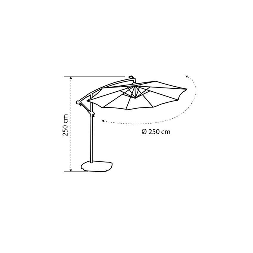 Parasol deporté Netspa avec base + LED solaire intégrées
