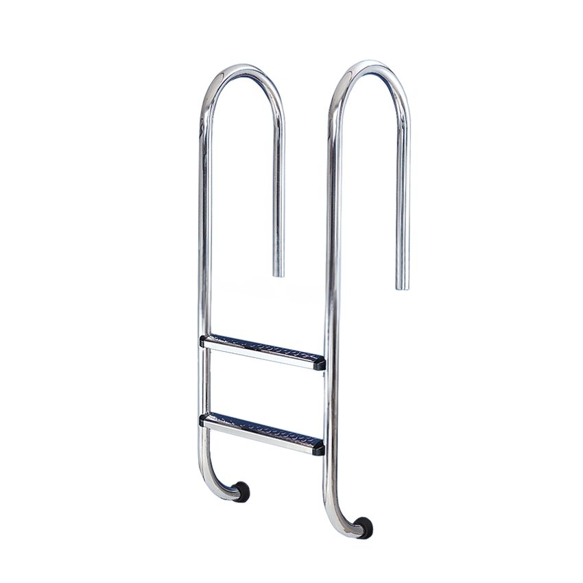 Echelle inox 2 marches pour piscine bois