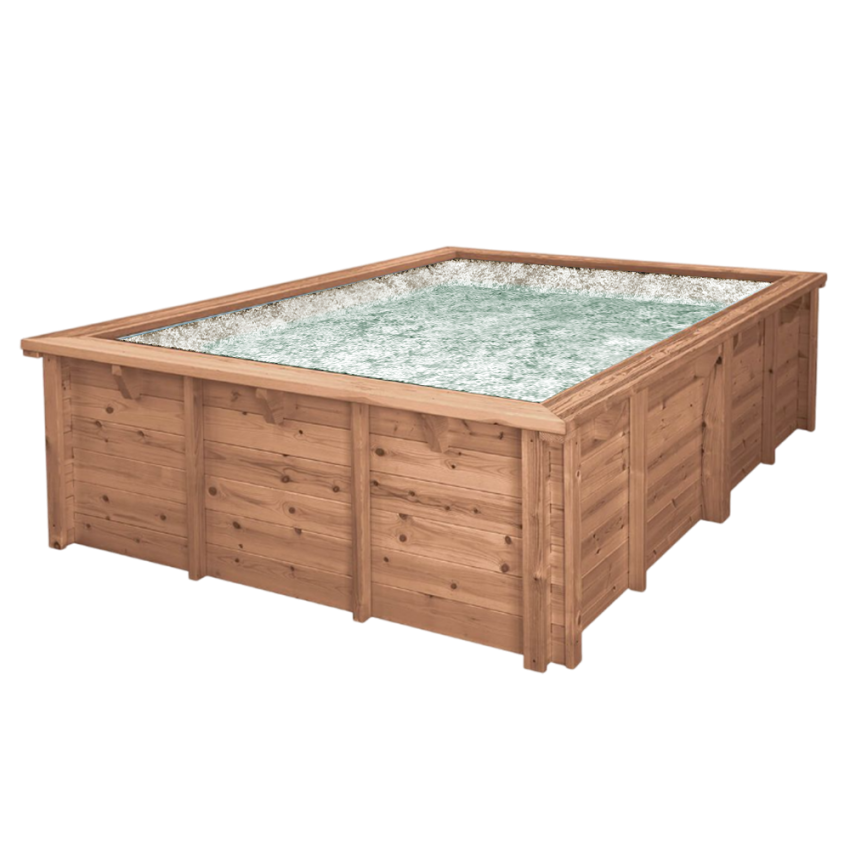 Piscine Bois PRESTIGE Carrée TROPICANA SPARK avec Escalier 320x320x145 cm Liner Relief 3D