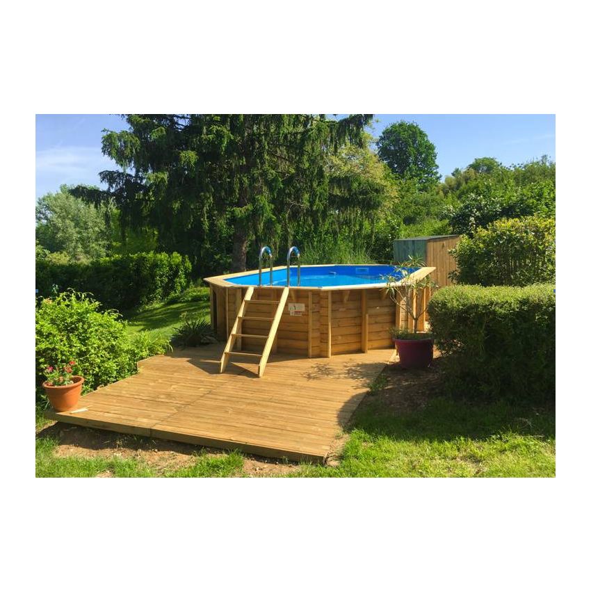 Piscine bois Allongée UBBINK AZURA 550x355x120cm Liner Gris 