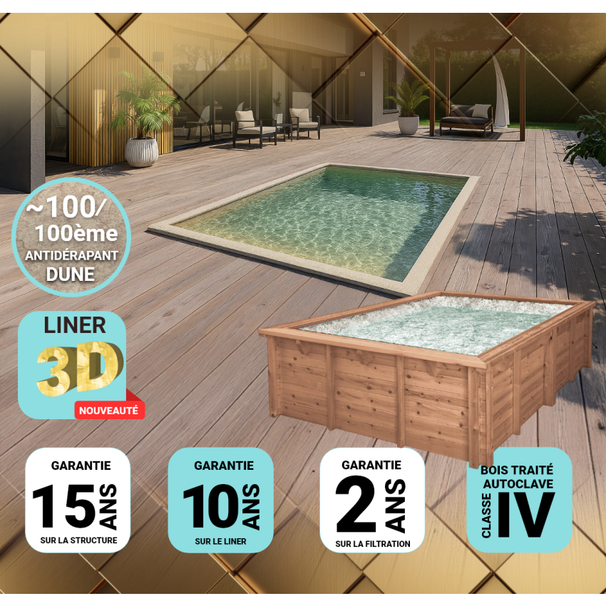Piscine bois UBBINK PREMIUM 800x500x140cm Liner Relief 3D