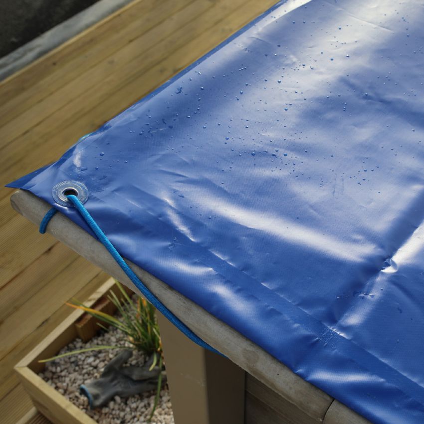 Bâche hiver pour Kit Piscine Béton Aspect Bois Allongé 787x472cm
