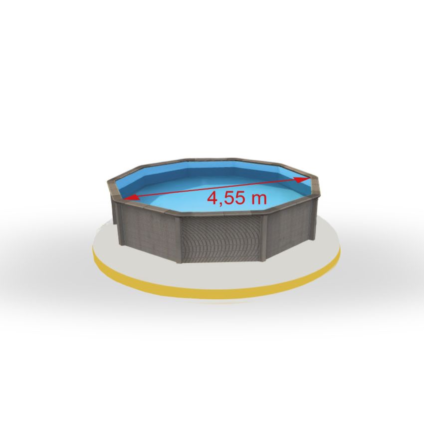 Kit Piscine Béton Aspect Bois Ronde 493x130cm