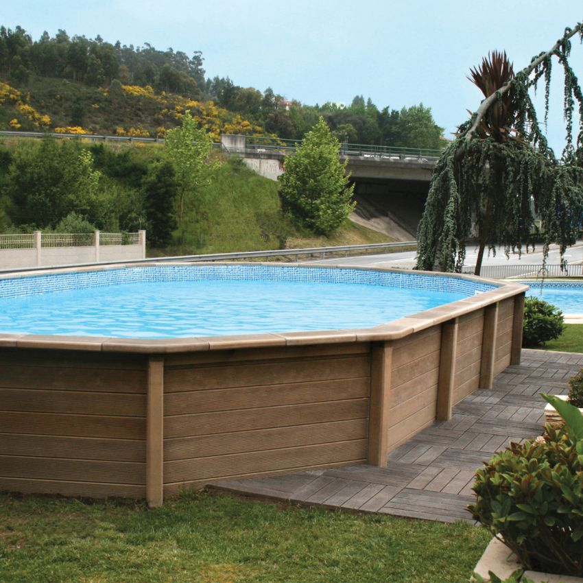 Kit Piscine Béton Aspect Bois Allongé 787x472x130cm