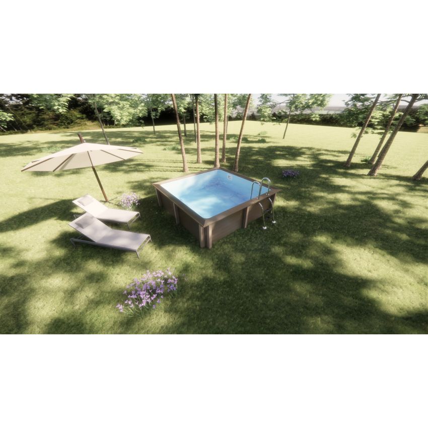 Kit Piscine Béton Aspect Bois Carré 324x324x130cm
