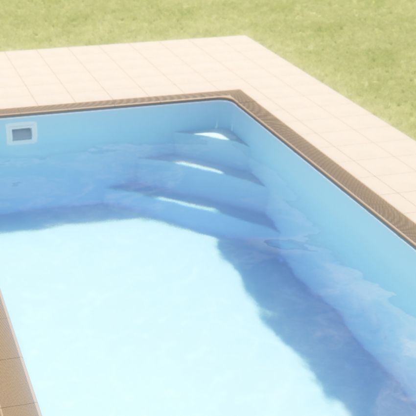 Escalier d'angle intérieur 1.28m pour Kit Piscine en Béton Aspect Bois Rectangulaire