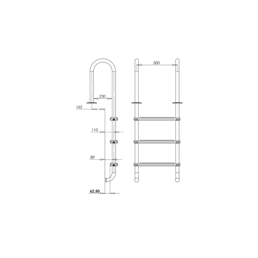Echelle Inox pour Piscine en bois