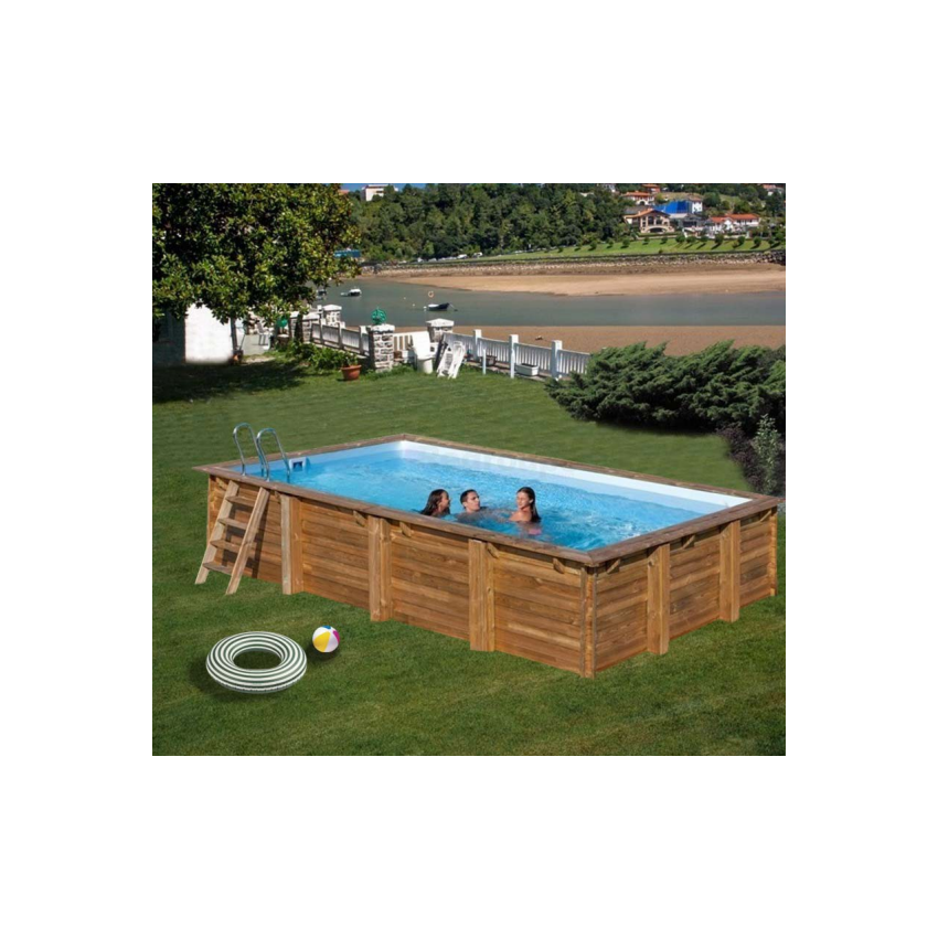 Piscine bois Rectangulaire SASHA 620x320x131cm  Liner Bleu