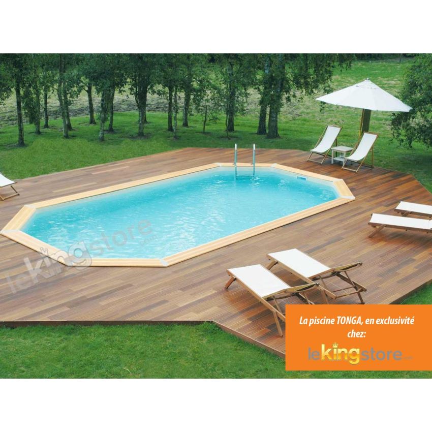 Piscine bois UBBINK TONGA 610x400x120cm Liner Sable 