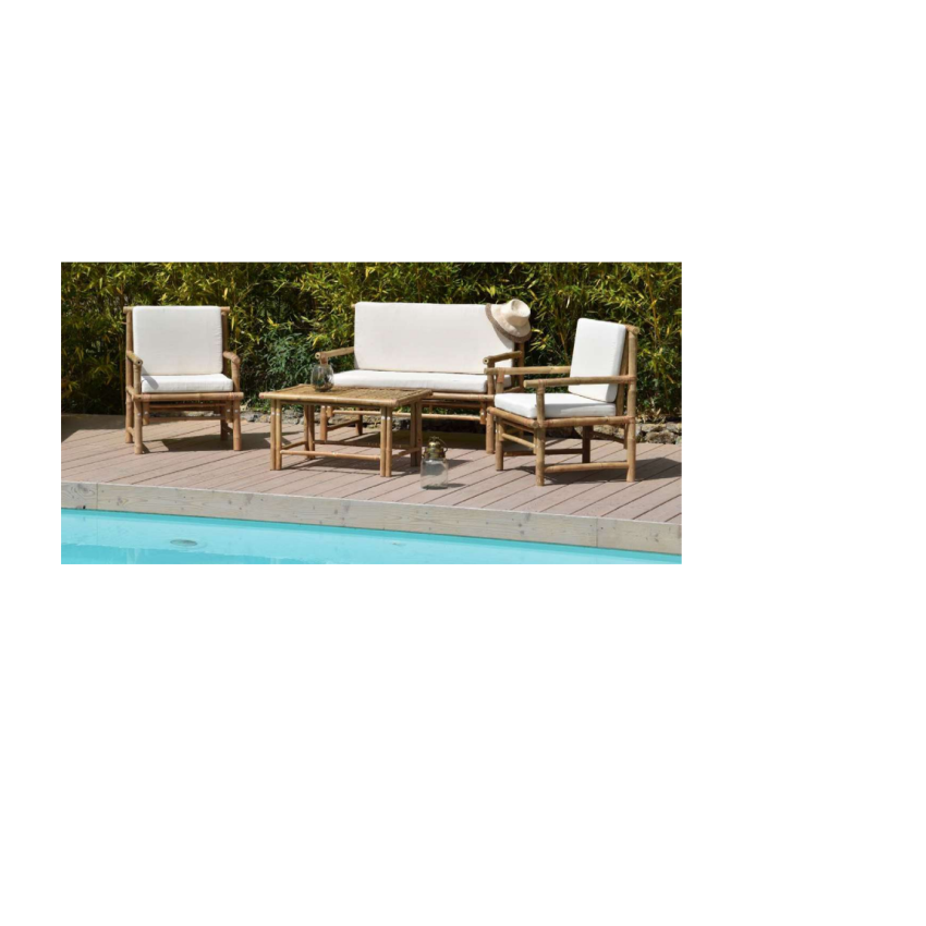 Salon de jardin 4 pièces KALYS en bambou naturel
