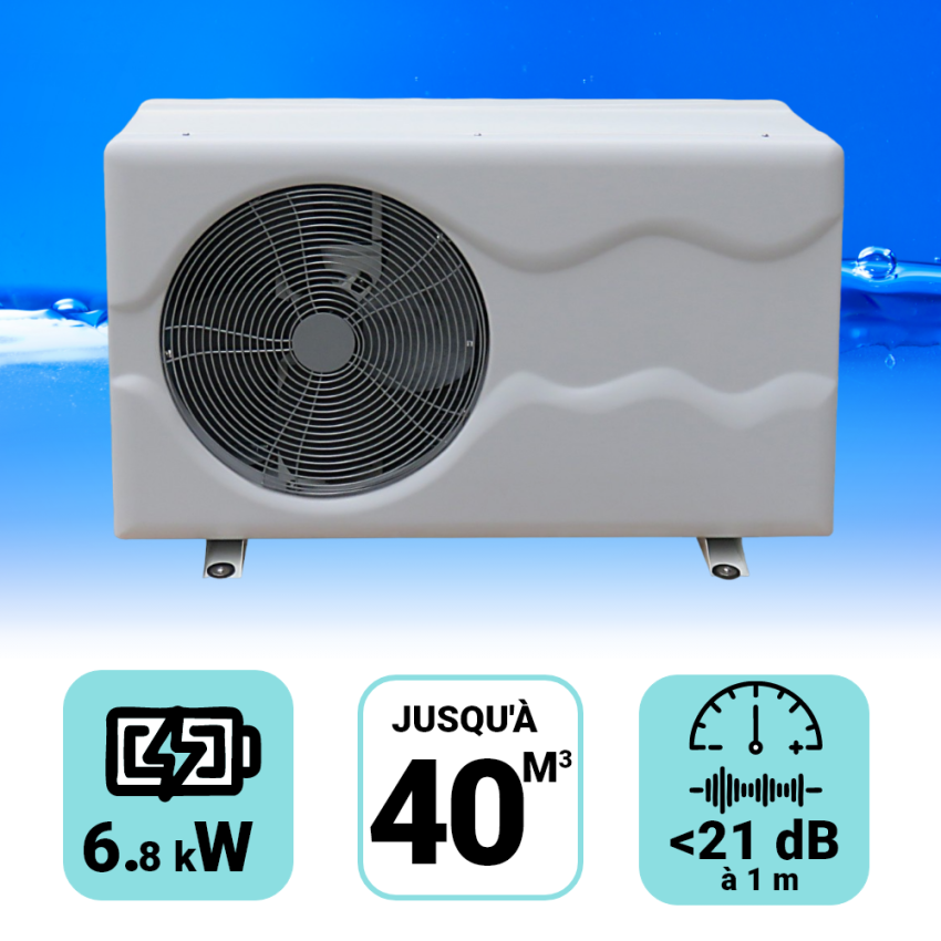 Pompe à chaleur Inverter 6.8 kW pour piscine de 30-40m3 + Bâche de protection