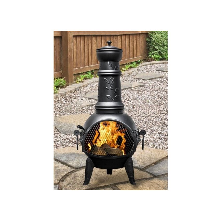 Cheminée LEAF L Acier Noir 48x48x136cm