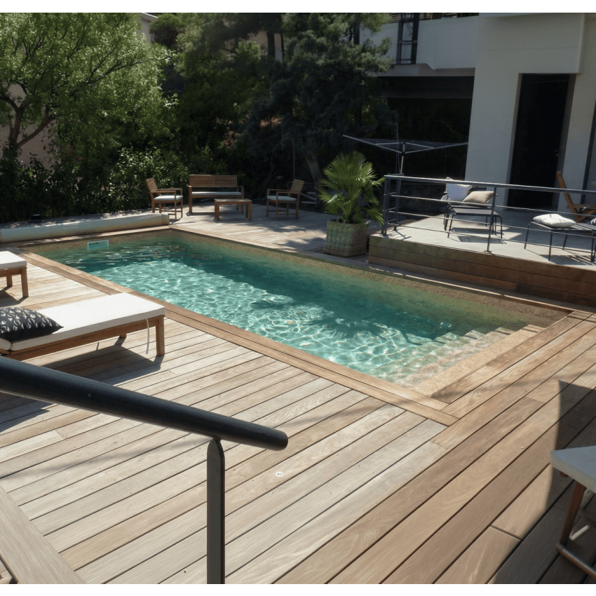 Piscine bois UBBINK PREMIUM avec Escalier 555x300x140cm Liner Relief 3D
