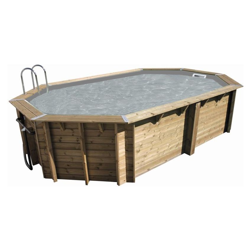 Piscine bois Allongée UBBINK OCEA 610x400x130cm Liner Gris 