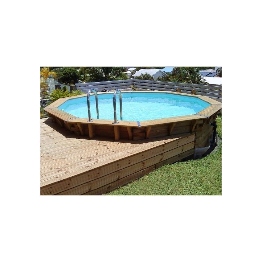 Piscine bois MAEVA Octogonale Ronde 533x150cm 