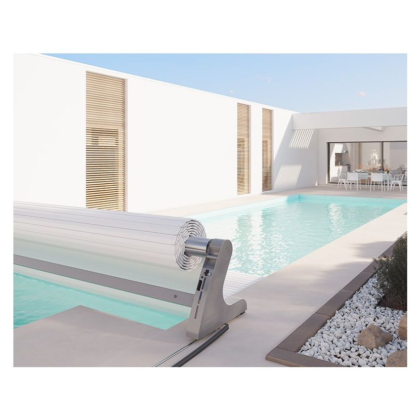 Volet roulant Hors sol électrique sur rail MARQUISE pour piscine octogonale allongée 828x415 cm