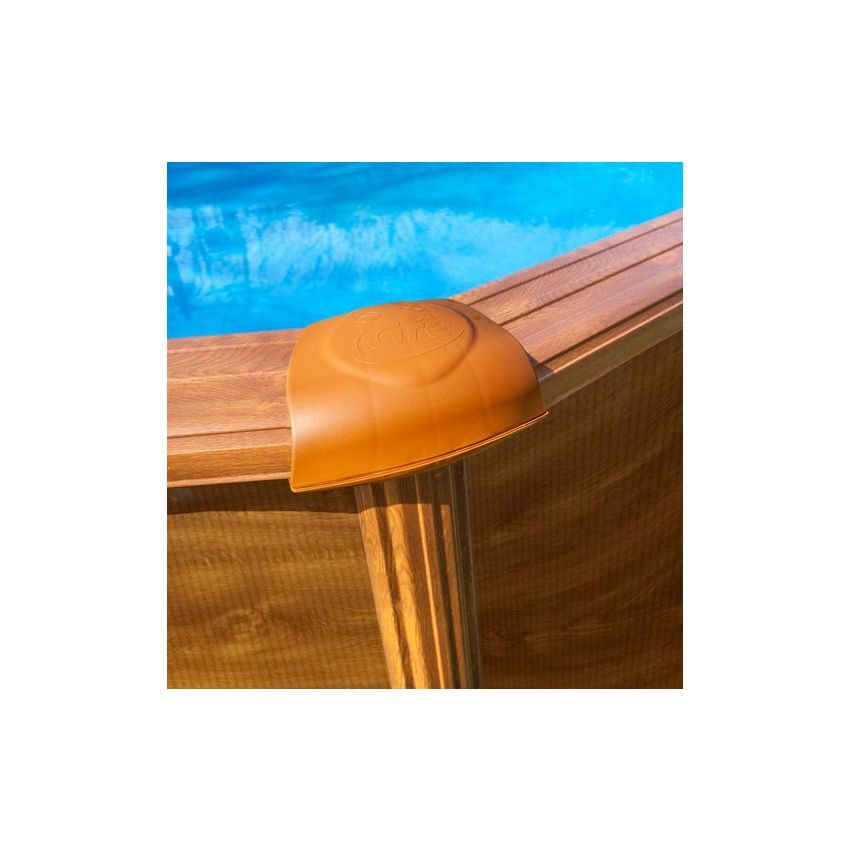 Piscine Ronde Acier Aspect Bois MAURITIUS Ø350x132 cm 